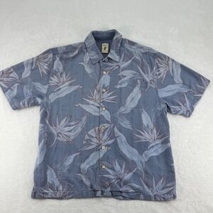 Jamaica‎ Jaxx Silk Hawaiian Shirt Bird of Paradise Print Button Up Large